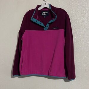 Lands' End Fuchsia and Maroon Fleece Pullover